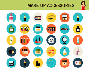 make up accessories concept flat icons.