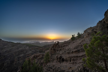 Roque nublo and Teide from Gran Canaria