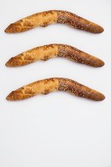 Three Traditional Balkan or kifli on white background.