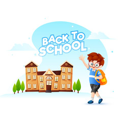 Obraz na płótnie Canvas Back to School poster or banner design with cartoon character of cute little kid going to school concept.