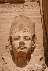 Giant Stone Statues at Temple of Kom Ombo near Luxor, Egypt