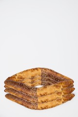 Traditional Balkan home-baked baguettes isolated on white background
