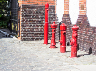 red fire hydrant city old