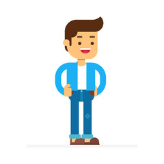 Man character avatar icon.Man consists of a shirt and trousers