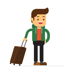 Man character avatar icon.with luggage