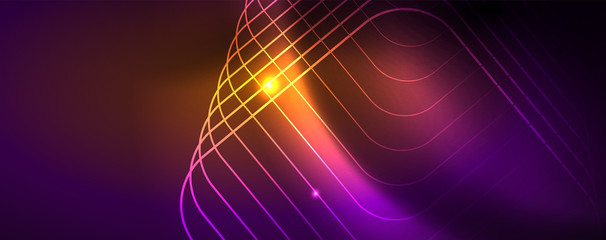 Shiny glowing design background, neon style lines, technology concept, vector