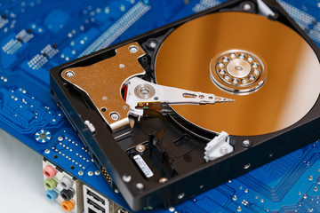 Components for PC. Open hard disk storage.