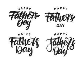 Set of Handwritten calligraphic brush type lettering of Happy Father's Day.