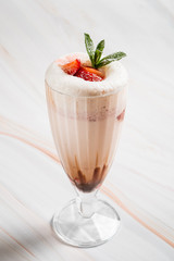 milkshake with strawberries and chocolate