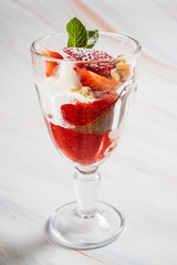 summer dessert with strawberries and chocolate