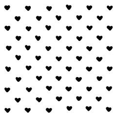 Cute black hearts abstract background. Geometric texture heart shapes. For pattern, greeting card, t shirt print, graphic poster, artworks textile. Black and white illustration. Vector Valentines Day