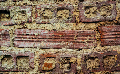 Freshly layed wall with ribbed bricks