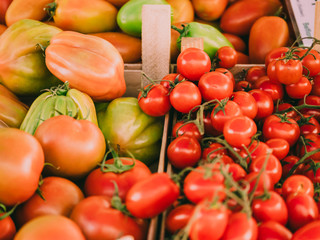 Close up view on fresh vegetables at a market