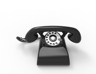 3D rendering of a classic vintage telephone isolated in white studio background