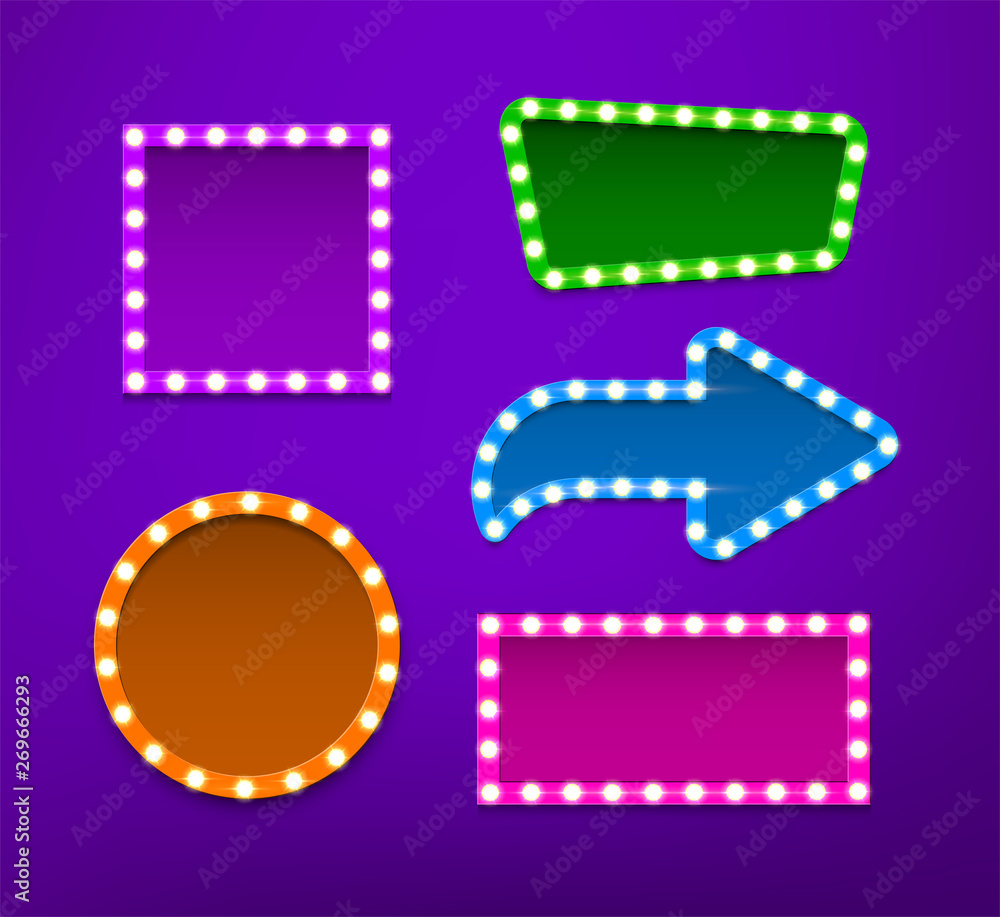 Poster bulb frames of different shapes vector collection