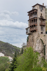 Panoramic views of the historic center of Cuena and its hanging houses