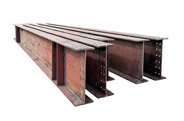 welded metal beams isolated on white background