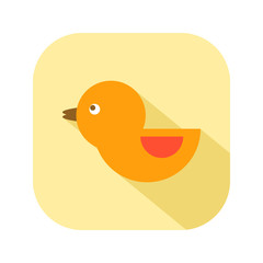 Rubber duck. Children toy for swimming. Flat illustration and symbol on white background.