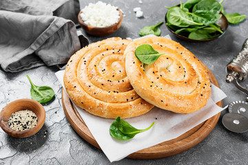 Puff pastry rolls with spinach and ricotta. 