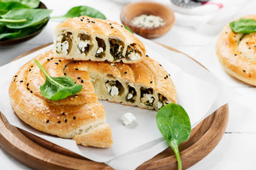 Puff pastry rolls with spinach and ricotta. 