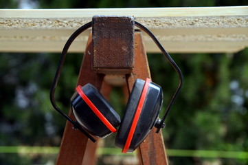 Ear Defenders hanging on working trestle