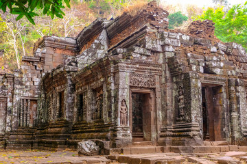 Wat Phu (Vat Phou) Temple in LAOS. The Champasak cultural landscape, Warn tone