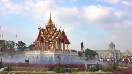 BANGKOK - DEM 14:People Travel to dress up in contemporary Thai style Love and warmth at Winter's end festival (Oon Ai Rak event) on December 14,2018 at the Royal Plaza,Dusit Palace in Bangkok,Thailan