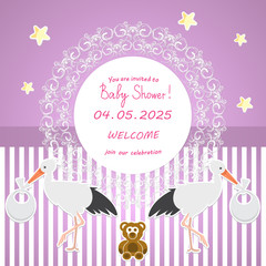 Baby Shower Invitation Template. Vector