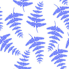 Vector botanical illustration of fern leaf. Isolated outline modern drawing of tropical plant. Set of exotic fern leaves silhouettes. 