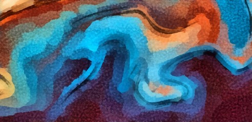 Abstract acrylic background. Watercolor texture. Psychedelic crazy art. Unusual elegant design pattern. Warm and very bright pastel colors. Dry liquid little acrylic effect. Swirls and waves elements. © Dina
