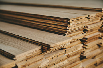 Stock of wood floor board