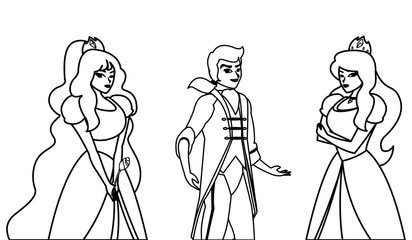 prince charming and two princess of tales characters