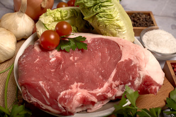 red veal chop on a plate