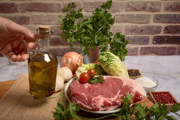 red veal chop on a plate