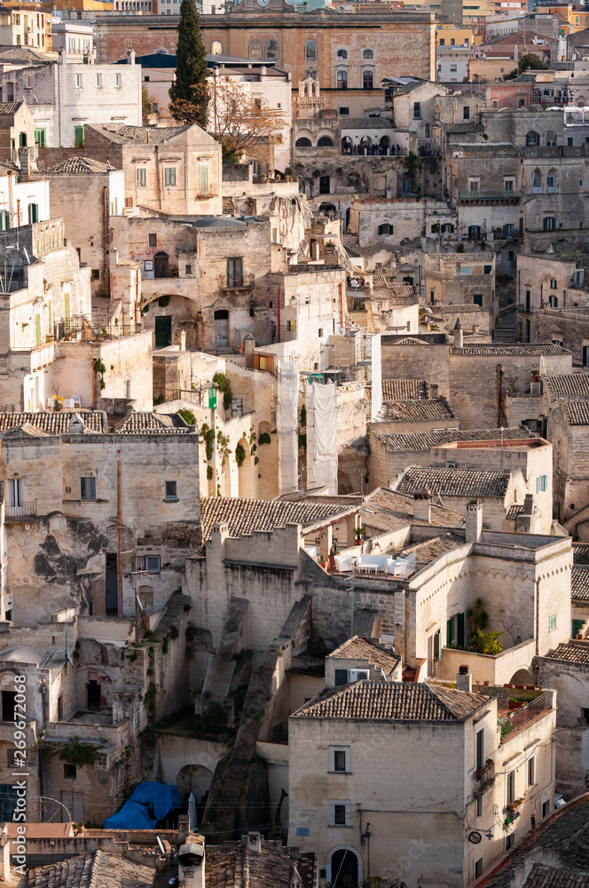 Wall mural matera, european capital of culture 2019. basilicata, italy. panorama of the city built on stones.