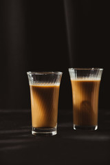 Two small cups of specialty freshly roasted coffee