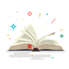 Covered opened book with pages. Vector illustration.