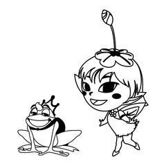 beautiful magic fairy with toad prince characters