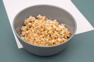 Granola,Almond and oat cereals in a bowl.Healthy Food for breakfast.
