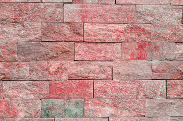 Abstract artistic decorative red brick wall as decoration brickwork background of kitchen or bathroom