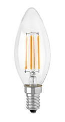 LED filament bulb isolated E14 B35 type classic candle