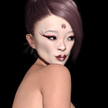 Portrait einer japanischen Frau mit Theater Make up