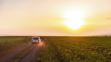 Car on a dirt country road