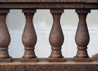 Fototapeta premium Architectural fencing on the facade. Marble balusters
