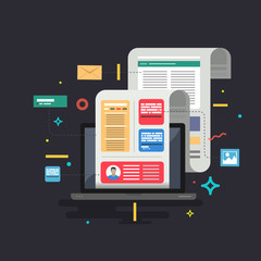 Content Marketing. Blogging and SMM concept in flat design.