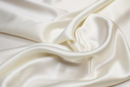 Silk Fabric, Satin, Ivory In Artistic Layout