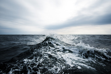 Stormy weather. Cold waves and lots of clouds above the North sea. Norway