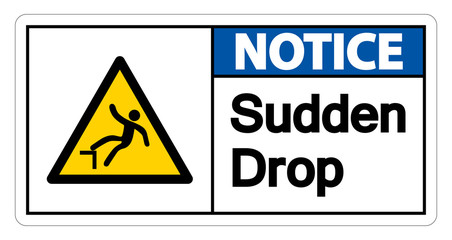 Notice Sudden Drop Symbol Sign On White Background,Vector Illustration
