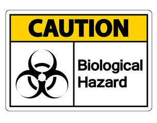 Caution Biological Hazard Symbol Sign on white background