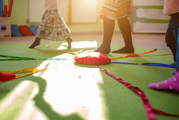 Active educational games with children. Focus on the red pillow